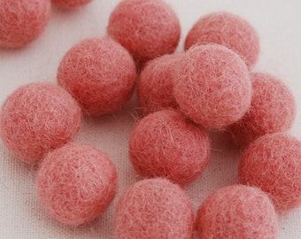 1.5cm Felt Balls - Dusty Rose Pink - Choose either 25 or 100 felt balls