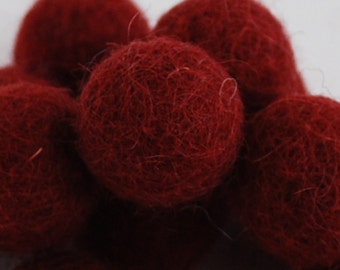 2cm Felt Balls - Wine Red - Choose either 20 or 100 felt balls