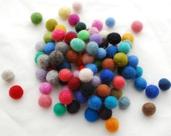 100% Wollfilz Pompons - 100 Count - 1,3 cm - Gemischte Farben