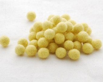 1cm Felt Balls - Yellow - Choose either 50 or 100 felt balls