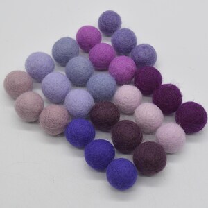 2cm Felt Balls - Purple Shades - Choose either 20 or 100 felt balls