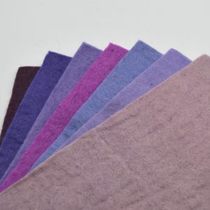 Felt Fabric - Approx 3mm - 5mm Thick - 30cm / 12&quot; Square Sheet - Purple Colours - 100% Wool