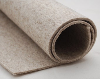 Tejido de fieltro 100 % lana beige natural: 3 mm de grosor (36" x 18")