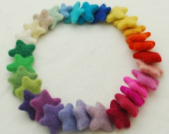 Assorted 100% Wool Felt Star - 30 Count - Assorted Light & Bright Colours