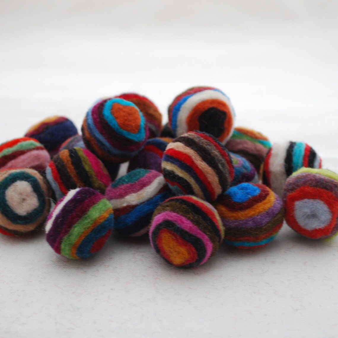 2cm 100 Wool Felt Balls 20 Count Assorted Striped Felt Etsy