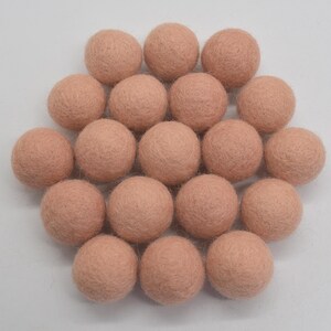2.5cm Felt Balls - Peach Pink - Choose either 20 or 100 felt balls