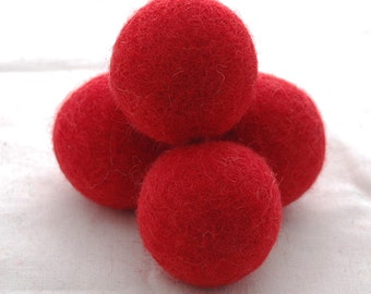 4cm Felt Balls - 5 Count - Red