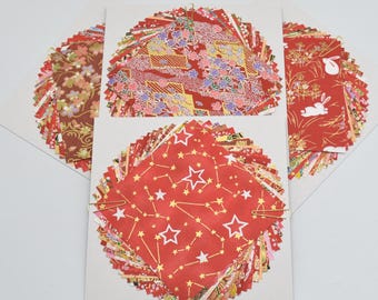 Japanese Yuzen Washi Origami Paper: Red Theme, 20 Sheets (10cm x 10cm)