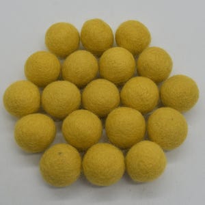2.5cm Felt Balls - Light Mustard Yellow - Choose either 20 or 100 felt balls