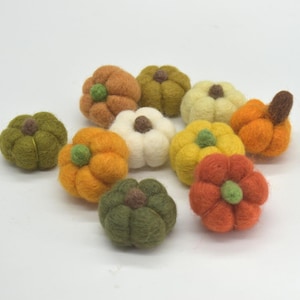 100% Wollfilz Kürbisse - 5 Count - 10 Farben erhältlich - ca 4 cm x 2,5 cm