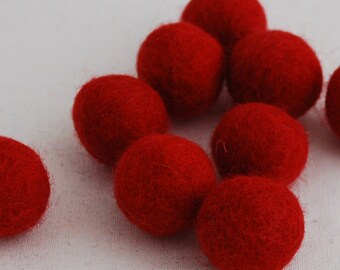 2.5cm Felt Balls - Red - Choose either 20 or 100 felt balls