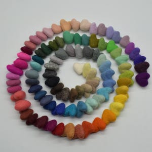 Assorted 100% Wool Felt Heart - 90 Count - approx 3cm