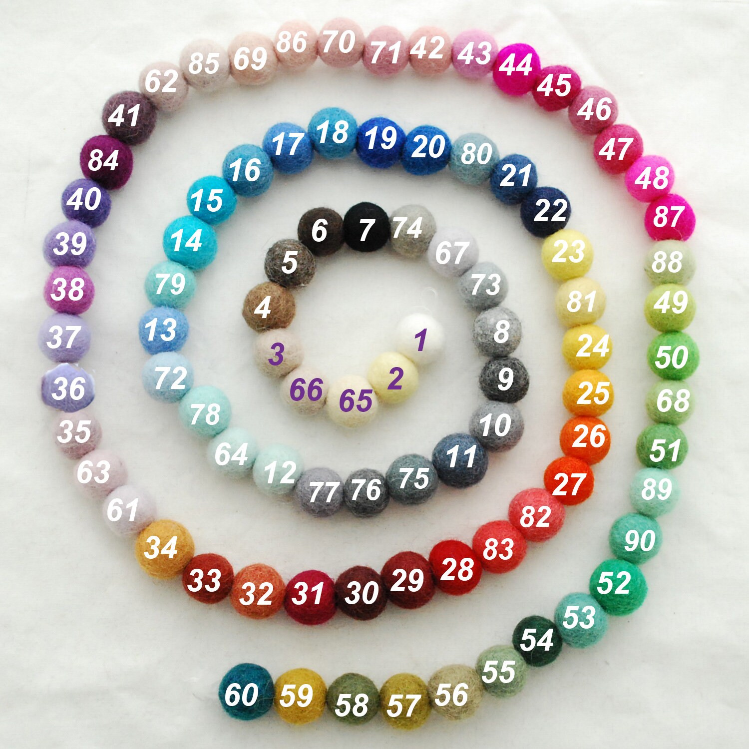 3cm - 100% Wool Felt Balls - 20 Count - Pick and Mix - 90 Colors to Choose
