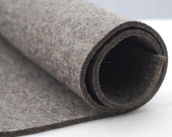 Natural Brown Wool Felt Fabric: 3mm Thick, 1 Yard x 1/2 Yard
