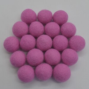 2.5cm Felt Balls - Tulip Pink - Choose either 20 or 100 felt balls