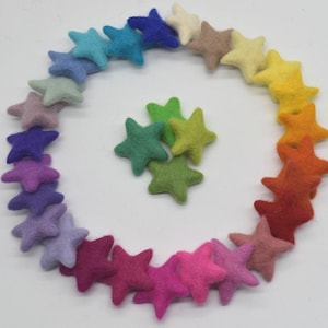 Assorted 100% Wool Felt Star - 30 Count - Assorted Light & Bright Colours