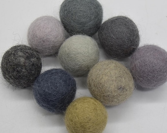 Pompones de fieltro 100 % lana - 10 unidades - 3 cm - Colores grises