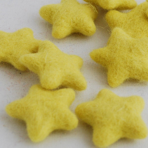 100% Wool Felt Stars - 10 Count - Yellow