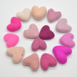 Assorted 100% Wollfilz - 14 Count - Ca. 3 cm - Rosa Farbtöne
