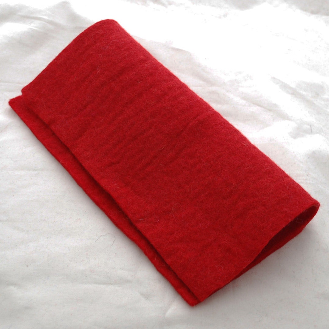 Handmade 100% Wool Felt Sheet - Approx 5mm Thick - 12 Square - Red 