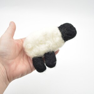 100% Wool Needle Felted Farm Animals Sheep Lamb 4 Count Black & White 11cm x 8cm x 2.5cm image 4