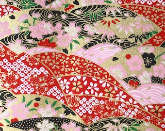 Carta giapponese Yuzen Washi Chiyogami: foglio a ventaglio grande (24,8 x 37,2 pollici)