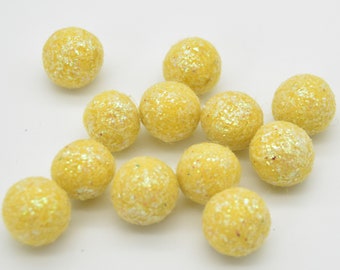 Glitter Felt Balls - 1.5cm - 1.7cm approx - 12 Count - Yellow
