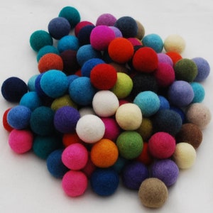 3 cm - 100% Wollfilz Pompons - 100 Count - Verschiedene Farben