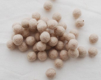 1cm Felt Balls - Light Latte - Choose either 50 or 100 felt balls