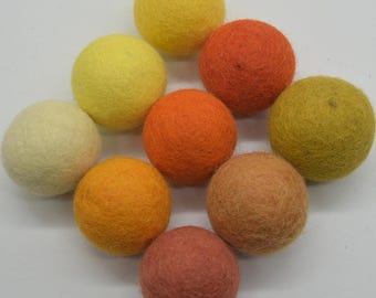 4 cm Filz Pom-Poms - 5 Count - Gelb & Orange Farben