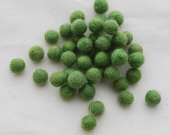 1cm Felt Balls - Light Asparagus Green - Choose either 50 or 100 felt balls