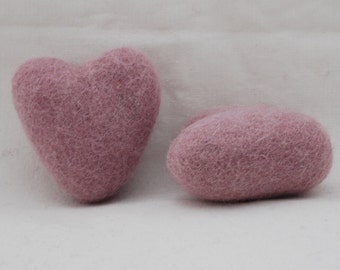 100% Wool Felt Heart - 2 Count - 6cm - Thistle Purple