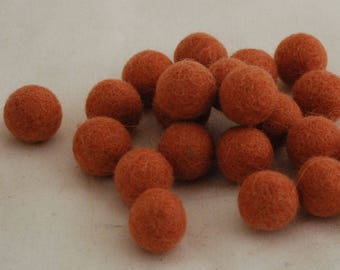 2.5cm Felt Balls - Light Carrot Orange - Choose either 20 or 100 felt balls