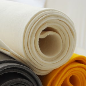 Ivory White Wool Felt Fabric: 3mm Thick, 1 Yard x 1/2 Yard, 36&quot; x 18&quot;