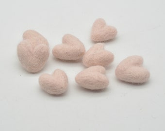 100% Wool Felt Hearts - 2cm - 10 Count - Baby Pink