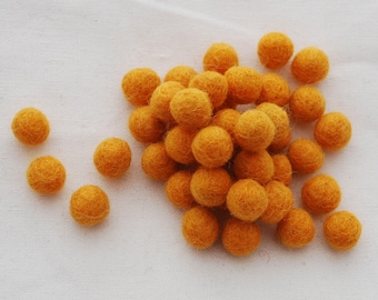 1cm Felt Balls - Orange - Choose either 50 or 100 felt balls