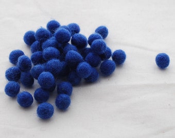 1cm Felt Balls - Medium Blue - Choose either 50 or 100 felt balls