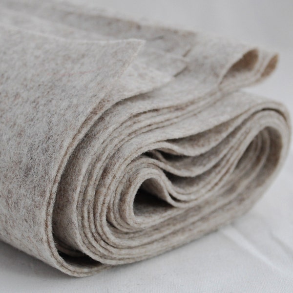 Tissu feutre 100 % pure laine – 1 mm d'épaisseur – Fabriqué en Europe occidentale – Beige naturel