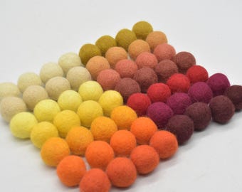 2 cm - 100% Wollfilz Pompons - 100 Count - Verschiedene Rot Orange Gelb Farbtöne