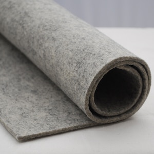 100% Wool Felt Fabric - Approx 3mm Thick - Natural Light Grey - 92cm x 50cm - Made in Western Europe