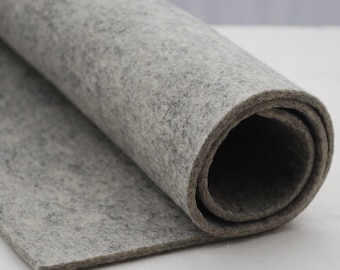 100% Wool Felt Fabric - Approx 3mm Thick - Natural Light Grey - 92cm x 50cm - Made in Western Europe