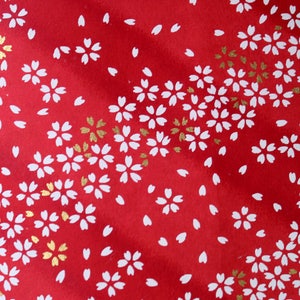 Grande feuille de papier origami japonais Yuzen Washi Chiyogami, grande feuille - Fleurs de cerisier sakura blanches - 630 mm x 945 mm - fabrication de cartes, créations manuelles et bricolage
