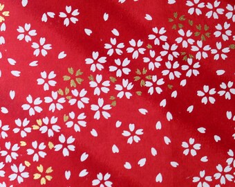 Japanese Yuzen Washi Paper: White Sakura Cherry Blossom Origami Sheet