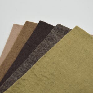 100% Wool Felt Fabric - 3mm - 5mm Thick - 30cm / 12&quot; Square Sheet - Brown Colours - For Crafts & Felt DIY Project