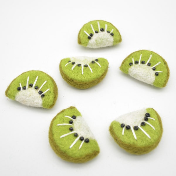 Tranche de kiwi feutré - 5 Comte - environ 4,5 cm - 5 cm x 4 cm x 2 cm