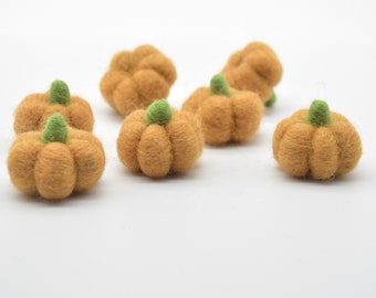 Felt Pumpkin - 5 Count or 6 count - approx 3.5cm x  2cm - 2.5cm - Green or Brown Stalk