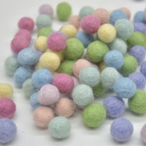 100% Wool Felt Balls 1cm 100 Count Felt Balls Assorted Rainbow Confetti Mix image 2