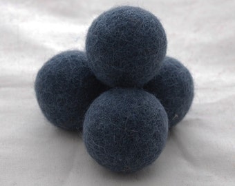 4cm Felt Balls - 5 Count - Charcoal Grey