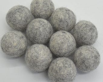 10 pompones de fieltro - 3 cm - Mezcla de gris claro