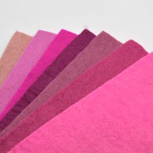 Felt Fabric - Approx 3mm - 5mm Thick - 30cm / 12&quot; Square Sheet - Pink Colours - 100% Wool